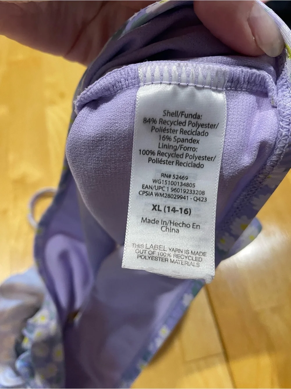 Lilac Daisy One-Shoulder Girls' Swim Set